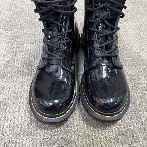 Dr. Martens 1460 Patent Leather Boots Black Lace Up Women’s Size 8 - Picture 7 of 11